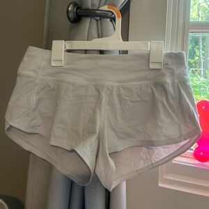 White Lululemon Speed Up Shorts